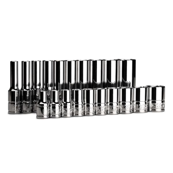 1/4 in. Drive Master Chrome Sockets Set, 6-Point, 3/16 to 9/16 in., SAE, Sockets Only